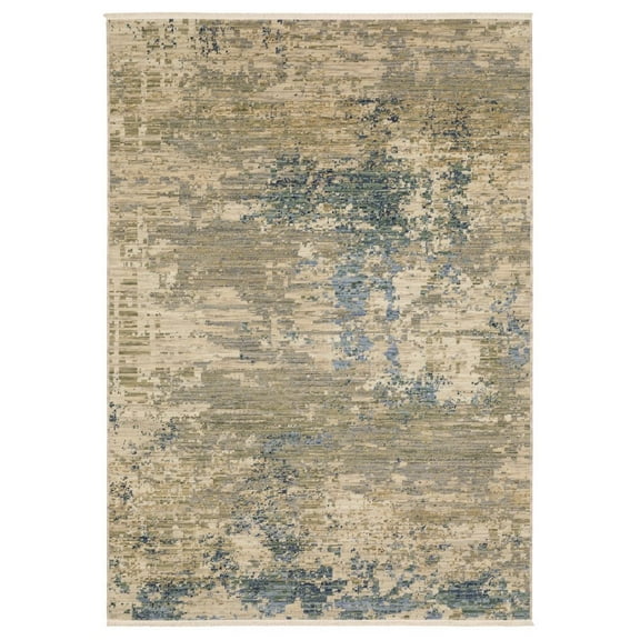 Oriental Weavers Soleri Wool Blend Area Rug - SOL07 - 2'6" x 12' - in Beige/ Blue - Modern Style, Wool Blend, Entryway, Hallway Runner Rug