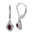 thumbnail image 1 of 925 Sterling Silver Diamond Garnet Earrings Drop Dangle Birthstone January, 1 of 6