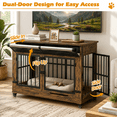 thumbnail image 3 of Aukfa 46-Inch Large Dog Crate Furniture, Indoor Dog Kennel Decorative Pet Cage End Table, Lift-Up Door, Curtain & Wheels,Rustic Brown, 3 of 9