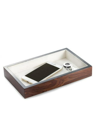 Techswiss Tie Box Storage Case Organizer in Wood Glass Lid Valet (Black)