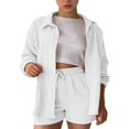 thumbnail image 5 of UACY Girls 2 Pcs Boho Linen Outfits Long Sleeve Button Down Loose Top Matching Short Pants Toddler Kids Casual Gauze Sets ﻿ (White, 9-10 Years), 5 of 8