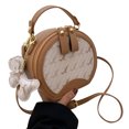 thumbnail image 1 of Bolso bandolera pequeño para mujer, de piel sintética color caqui con estampado moderno y cierre de cremallera, redondo, elegante para verano, 1 of 8