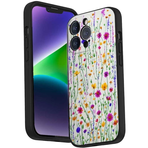 Wild-Flowers-393 Phone Case, Degined for iPhone 14 Pro Case Men Women, Flexible Silicone Shockproof Case for iPhone 14 Pro