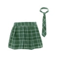 thumbnail image 2 of Haitryli Womens Plaid Pleated Mini Skater Skirt with Necktie High Waisted Skirt Outfits Green M, 2 of 7