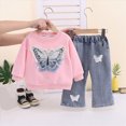 thumbnail image 2 of yboeqw Kids Girl Clothes Girl Long Sleeve Sweatshirt Pullover Tops + Denim Pants Fall and Winter Outfit Set,Size 1-2 Years, 2 of 5