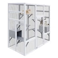 thumbnail image 5 of 62.6" Outdoor Wooden Cat House Large Catio, Solid Wood Cat Cage Shelter Enclosure Playpen with Anti-UV& Waterproof, 7 Platforms and 2 Resting Boxes, 5 of 9
