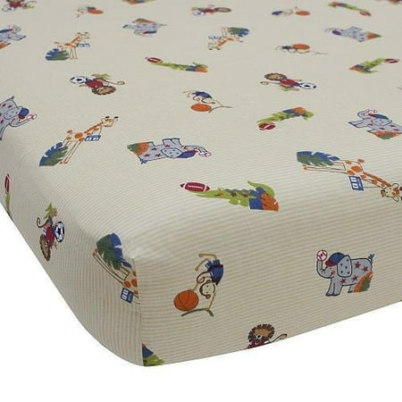 - Lambs & Ivy Team Safari Animal Sports 100% Cotton Baby Fitted Crib Sheet