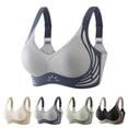 thumbnail image 4 of VISALY Push Up Bras for Women s Wireless Bra, Women's Contrast Color Lifting Integrated Fixed Cup Gathered Upper, Womens Sports Bra Women Solid Four Breasted Adjustable Wireless Bra, Blue,M, 4 of 8