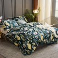 thumbnail image 2 of King Size juego de cama de lujo Ruffle 3Pcs funda nórdica Set Pastoral Tropical Plam, 2 of 8