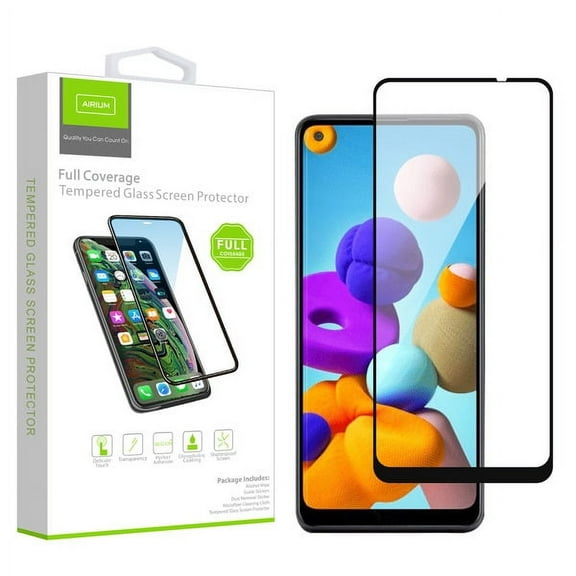 Samsung Galaxy A21 Screen Protector FULL COVERAGE Tempered Glass Film LCD Transparent 3D Touch, Anti Fingerprint, Case Friendly Premium Tempered Glass Screen Protector for Samsung Galaxy A21 [2020]