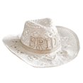 thumbnail image 2 of Harmtty Bride Hollow Cowboy Hat for Women Summer Handwoven Straw Hat Beach Vacation Sunshade Cap for Outdoor Travel, 2 of 8
