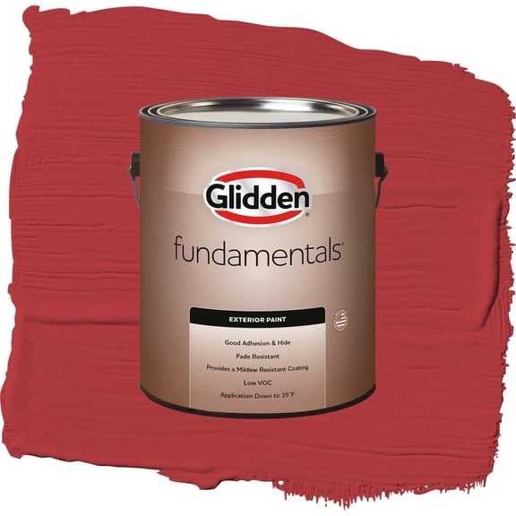 Glidden Fundamentals Red Gumball / Red, Flat Exterior Paint, 1 Gallon