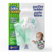 Baby Buddy Pacifier Holder Clip- Cute Fashionable Bear Clips onto Babys Shirt, Snaps to Paci, Teether, Toys, Mint, 1pk