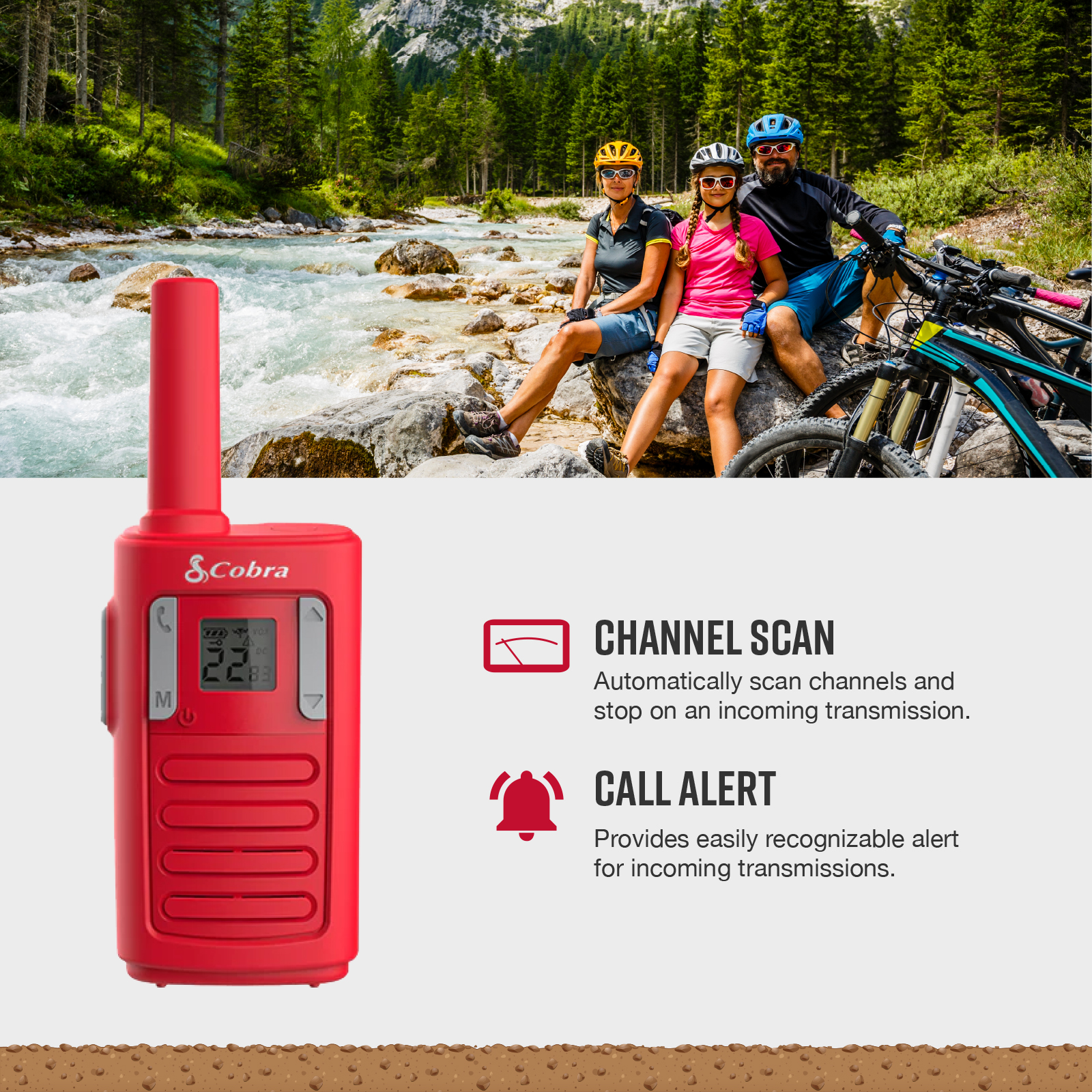 Cobra RX100 16-Mile Range Family Walkie Talkies (4-Pack) - 16-Mile-Long Range, Kid-Friendly Communication, 22 Channels, NOAA Weather Alerts, Call Alerts