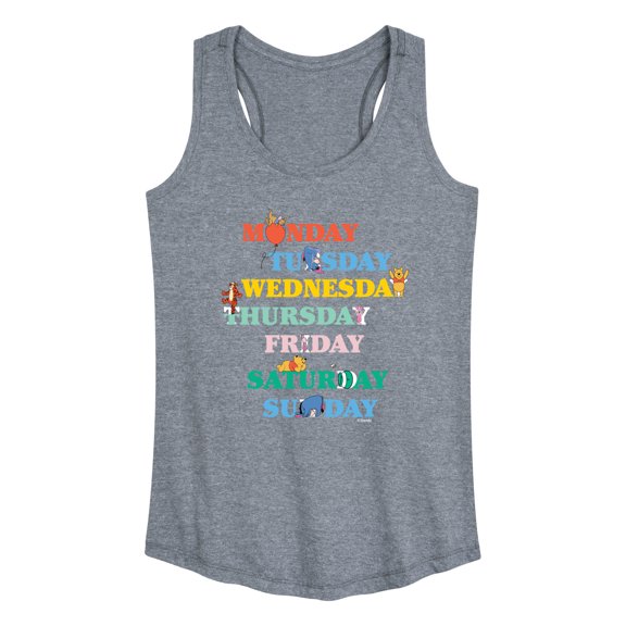 Winnie the Pooh - Days of the Week with Piglet, Tigger, Eeyore - Women's Racerback Tank Top