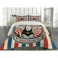 thumbnail image 2 of Ambesonne Nostalgic Quilted Coverlet 3 Pcs, Vintage Circus Star, Queen Size, Beige Red Blue, 2 of 4