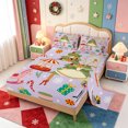 thumbnail image 2 of Manfei Happy Xmas Bed Sheets,Shabby-Chic Pink Christmas Full Size Sheets,4pcs,1 Flat Sheet,1 Fitted Sheet and 2 Pillowcases, 2 of 6