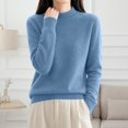 thumbnail image 5 of Mock Neck Pullover Sweaters for Women Soft Warm Knit Sweater Fashion Clothing Fall Outfits for Women Winter Clothes Loose Fit Casual High Neck Long Sleeve Solid Color Ribbed Cuffs, 5 of 5