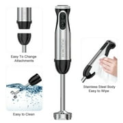 Bonsenkitchen Immersion Hand Blender, Stainless Steel, 20-Speed, Handheld Mixer for Soup, Smoothies, Purees, Emulsifies