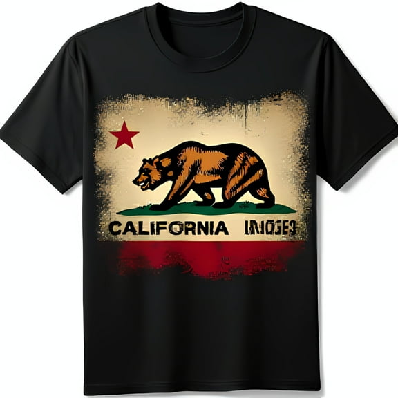 Vintage California Graphic Black T-Shirt with Iconic Grizzly Bear Design
