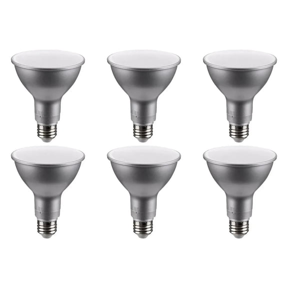 Satco S11587 11W PAR30LN LED Bulb, Medium Base, Silver Finish, CCT Selectable, 60° Beam Angle, 120V, 6 Pack