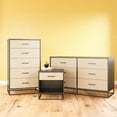 Novogratz Kelly 6 Drawer Dresser, Faux Rattan & Black Oak
