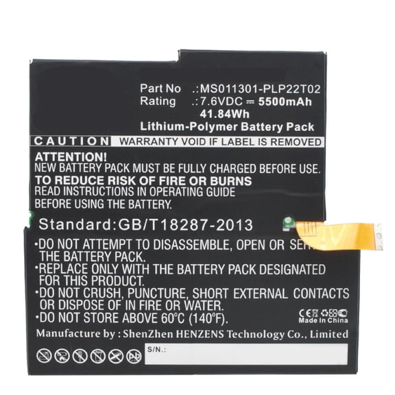 Batteries N Accessories BNA-WB-P5217 Tablets Battery - Li-Pol, 7.6, 5500mAh, Ultra High Capacity Battery - Replacement for Microsoft 1577-9700, MS011301-PLP22T02 Battery