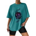 thumbnail image 2 of Gibobby Playera de Verano para Mujer Camisetas tamaño para mujer, camisetas holgadas manga corta con cuello redondo, blusa informal verano, camiseta bás(Azul celeste,G), 2 of 4