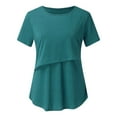 thumbnail image 4 of Vêtements de Grossesse Offres de l'Action de Grâce Liquidation Été Vêtements de Maternité pour Femmes Col Rond Manches Courtes Volants Pli Hauts de Grossesse, 4 of 5