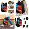 thumbnail image 2 of XYZCANDO Vintage Fire Basketball Print Book Bag Set for Student Backpack with Lunch Bag and Pencil Case Large Capacity Rucksack Daypack Washable Schoolbag for Boys Girls, 2 of 4