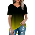 thumbnail image 2 of ZyeKqe T Shirts for Women Short Sleeve Shirts Casual V Neck Summer Tops Gradient Color Loose Fitted Tees, 2 of 6