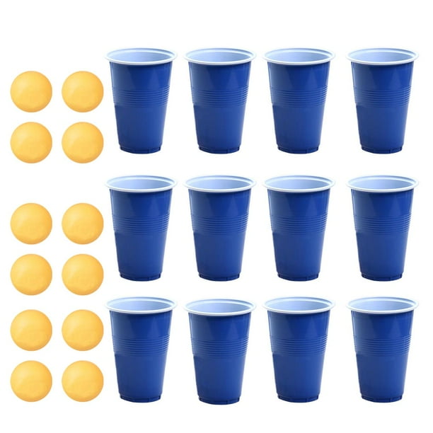 Matsuzay Juego de 12 unidades de juego de fiesta, pelota de tenis de mesa, juego de tazas de bebida, tazas de plástico para bebidas de fiesta familiar, Kits de decoración para fiestas azul Matsuzay HA002824-02B