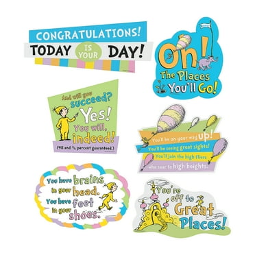 Oh The Places You'Ll Go Cutouts - Party Decor - 6 Pieces