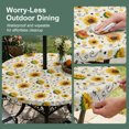 thumbnail image 5 of Round Outdoor Tablecloth with Umbrella Hole and Zipper, Vintage Sunflower Tablecloth with Elastic Waterproof, Summer Botanical Farmhouse Floral Patio Table Covers for 45" - 54" Picnic Pool Tables, 5 of 9