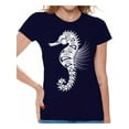thumbnail image 1 of Awkward Styles Seahorse T-Shirt for Women Patterned Shirts for Ladies Women Fashion Collection Tracery Tshirt for Mom Indian Pattern T-Shirt for Her Gifts for Wife Seahorse Shirts Marine T-Shirt, 1 of 4