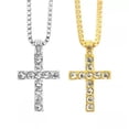 thumbnail image 2 of HOOUN Mens Womens Silver Gold CZ Cross Pendant Necklace Punk Hip Hop Biker Jewelry 22"-Silver, 2 of 6