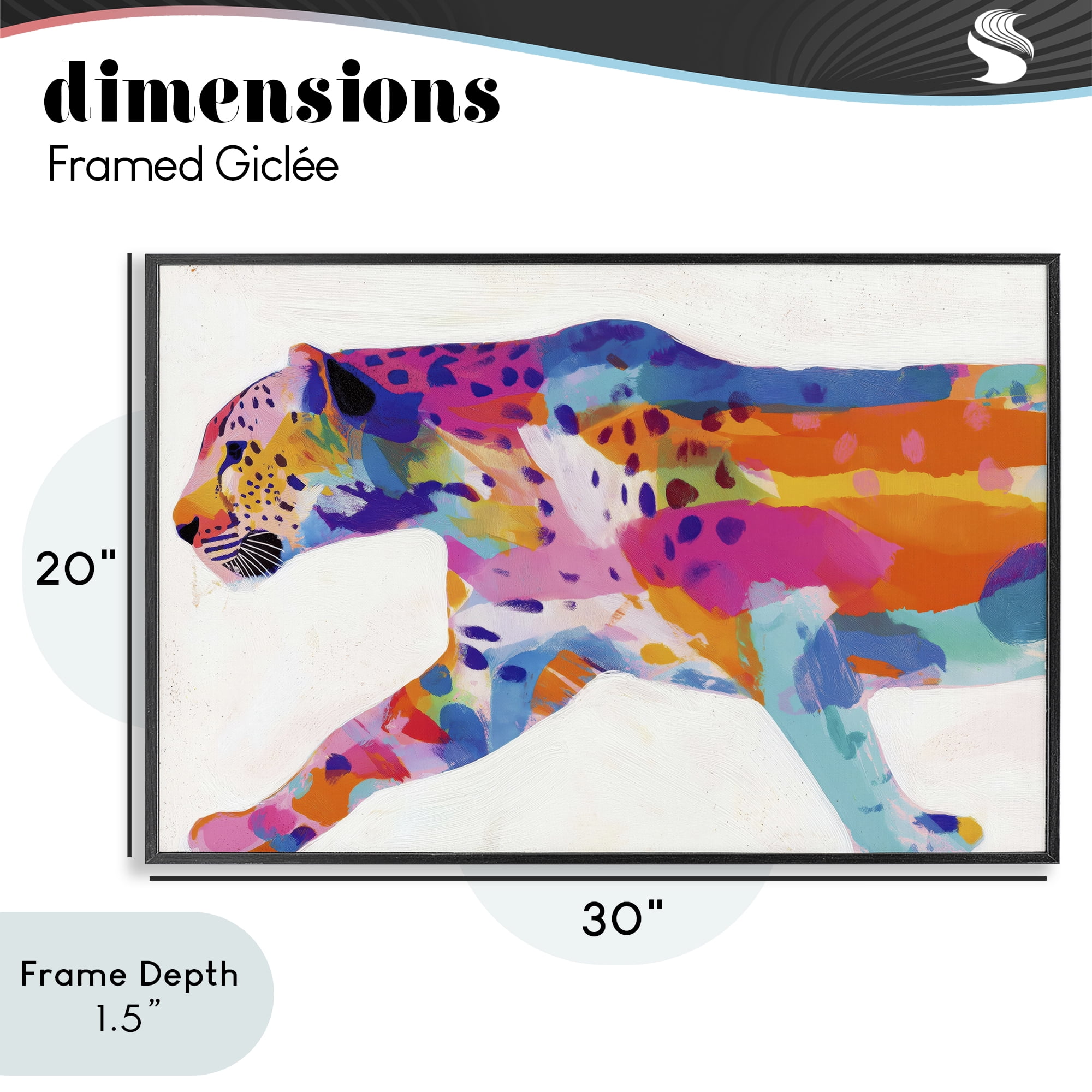 Stupell Industries Vibrant Hued Cheetah In Motion Black Framed Giclee Art, design by Chromatic Storm Studio