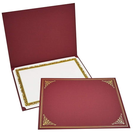 12-Pack Certificate Holder - Diploma Cover, Document Cover for Letter-Sized Award Certificates, Red, Gold Foil, 11.2 x 8.8