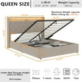 thumbnail image 2 of Queen Lift Up Bed Frame with Charging Station & LED Lights, Upholstered Bed with Button Tufted Wingback Storage Headboard, Hydraulic Storage, No Box Spring Needed, Wood Slats Support, 2 of 4