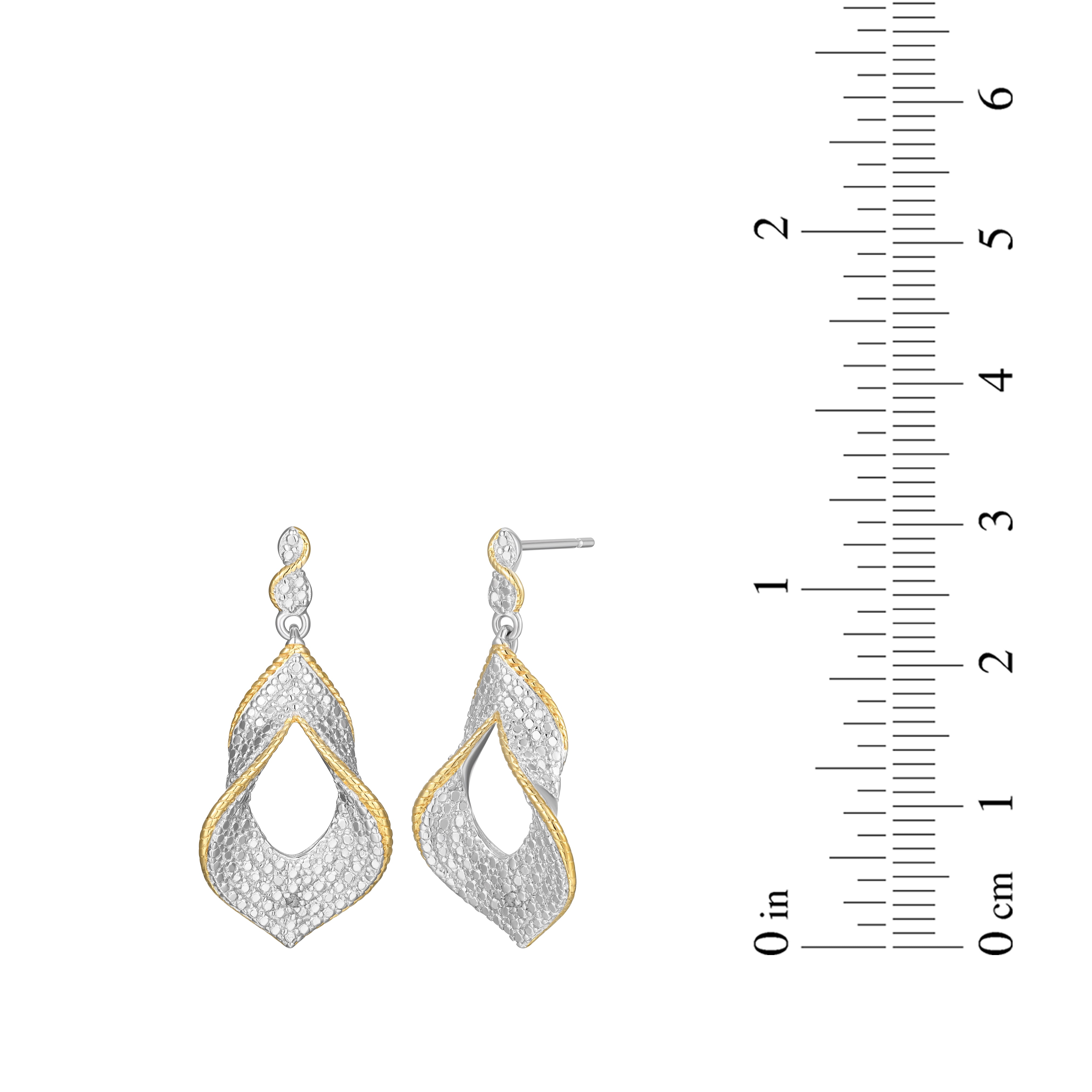 Forever Facets Diamond Accent Dramatic Drop Earrings in Two-Tone Rhodium over Bronze, Adult Female