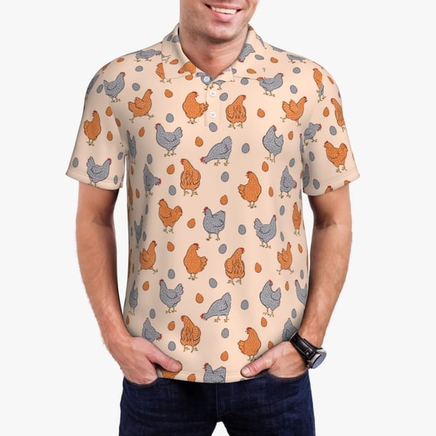 Fotbe Funny Chicken Camiseta Polo de Golf para Hombre con Estampado – Camisa Deportiva Transpirable con Cuello Abotonado-3X-Large