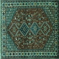 thumbnail image 1 of Ahgly Company Indoor Square Persian Turquoise Blue Traditional Area Rugs, 7' Square, 1 of 4