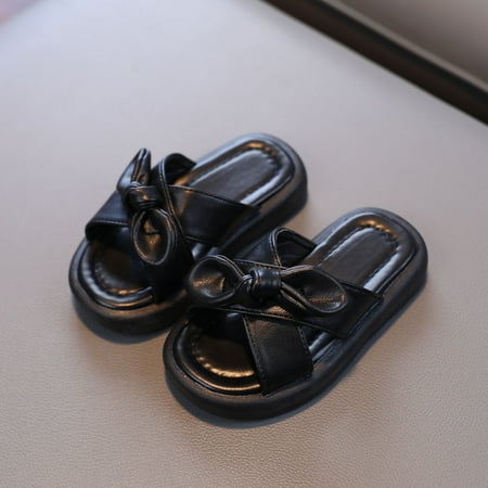 

QISIWOLE Toddler Shoes Baby Girls Cute Fashion Solid Color Bow Non-slip Soft Sole Beach Sandals Slippers rollbacks
