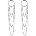 thumbnail image 1 of 925 Sterling Silver Circle Dangle Earrings Tassel Chain For Women Fashion Dangling Chain Earrings, 1 of 4