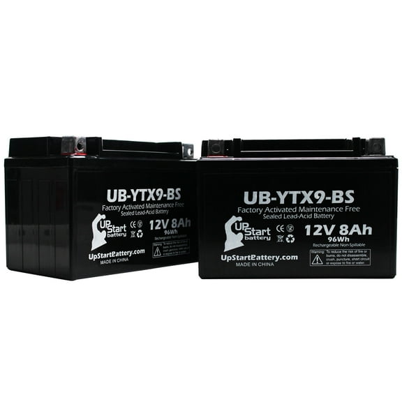 2-Pack UpStart Battery Replacement 1987 Honda TRX125 FourTrax 125CC Factory Activated, Maintenance Free, ATV Battery - 12V, 8Ah, UB-YTX9-BS