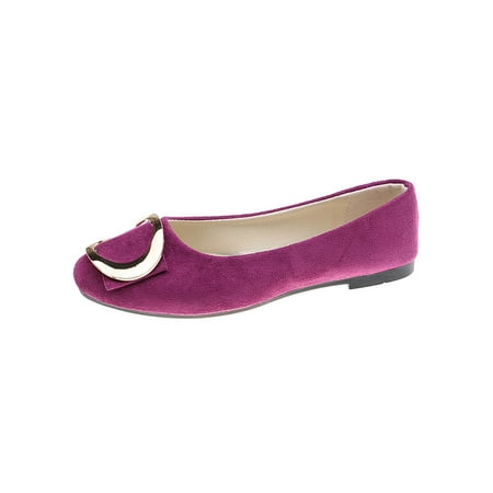 

SIMANLAN Women Casual Shoe Square Toe Flat Shoes Comfort Flats Ladies Breathable Pumps Womens Slip On Purple 8