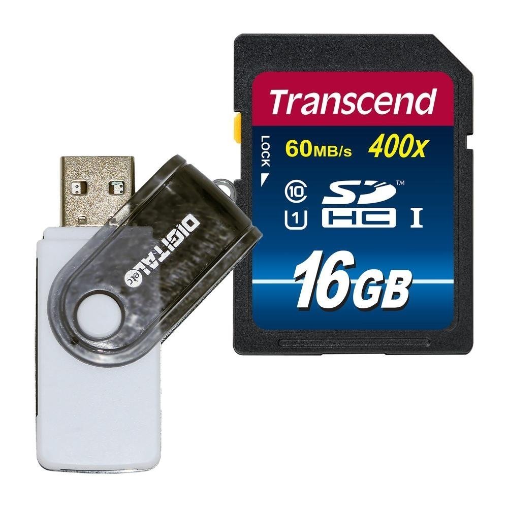 Transcend 16GB SDHC Class 10 UHS1 Flash Memory Card Up to 45MB/s And Digital Etc 9in1 High