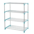 thumbnail image 2 of Shoes Rack 4 Tiers Shoes Shoes Rack Metal Shelf Metal Tube Space-saving Hallway Storage Organizer for Home, Blue, 2 of 8