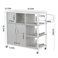 thumbnail image 4 of Resenkos 3-shelf Kitchen Island Cart with Drawer and 2 Door Cabinet, Utility Storage Trolley Grey, 4 of 8