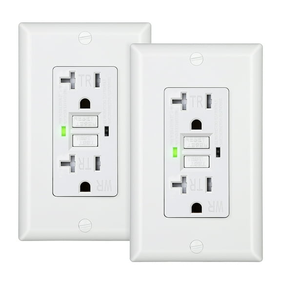 DEWENWILS 20A GFCI Outlet Receptacle Self-Test 2-Pack with LED Indicator, Tamper Resistant, Weather Resistant, Wallplate Included, UL Listed, White